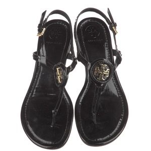 Tory Burch Nude Patent T-Strap Sandals